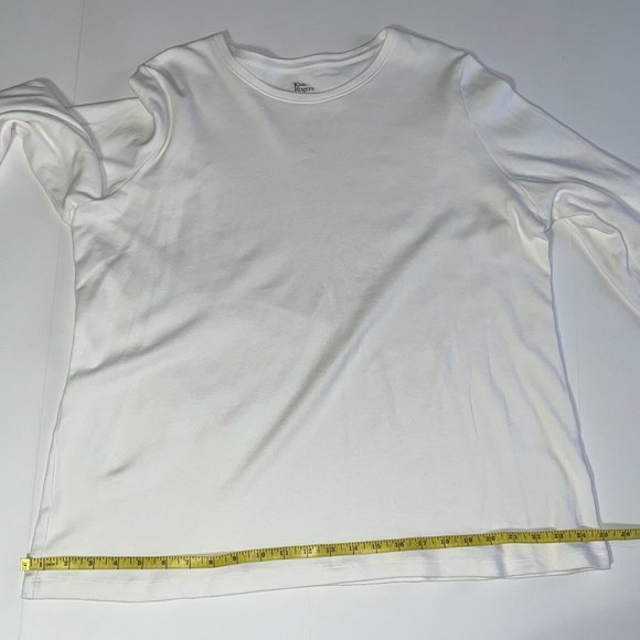 Kim Rogers - Women's Size XL Solid White Blouse - Long Sleeves Round Neckline - Picture 8 of 14